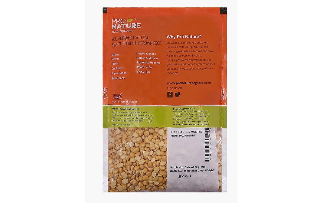 Pro Nature Organic Channa Dal    Pack  500 grams